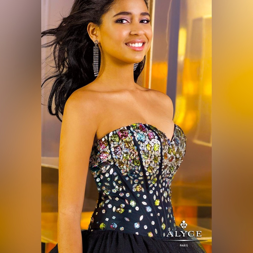 Sweet 16 by Alyce Paris #3576  Black Sequined Sweetheart Tulle Party Dre…